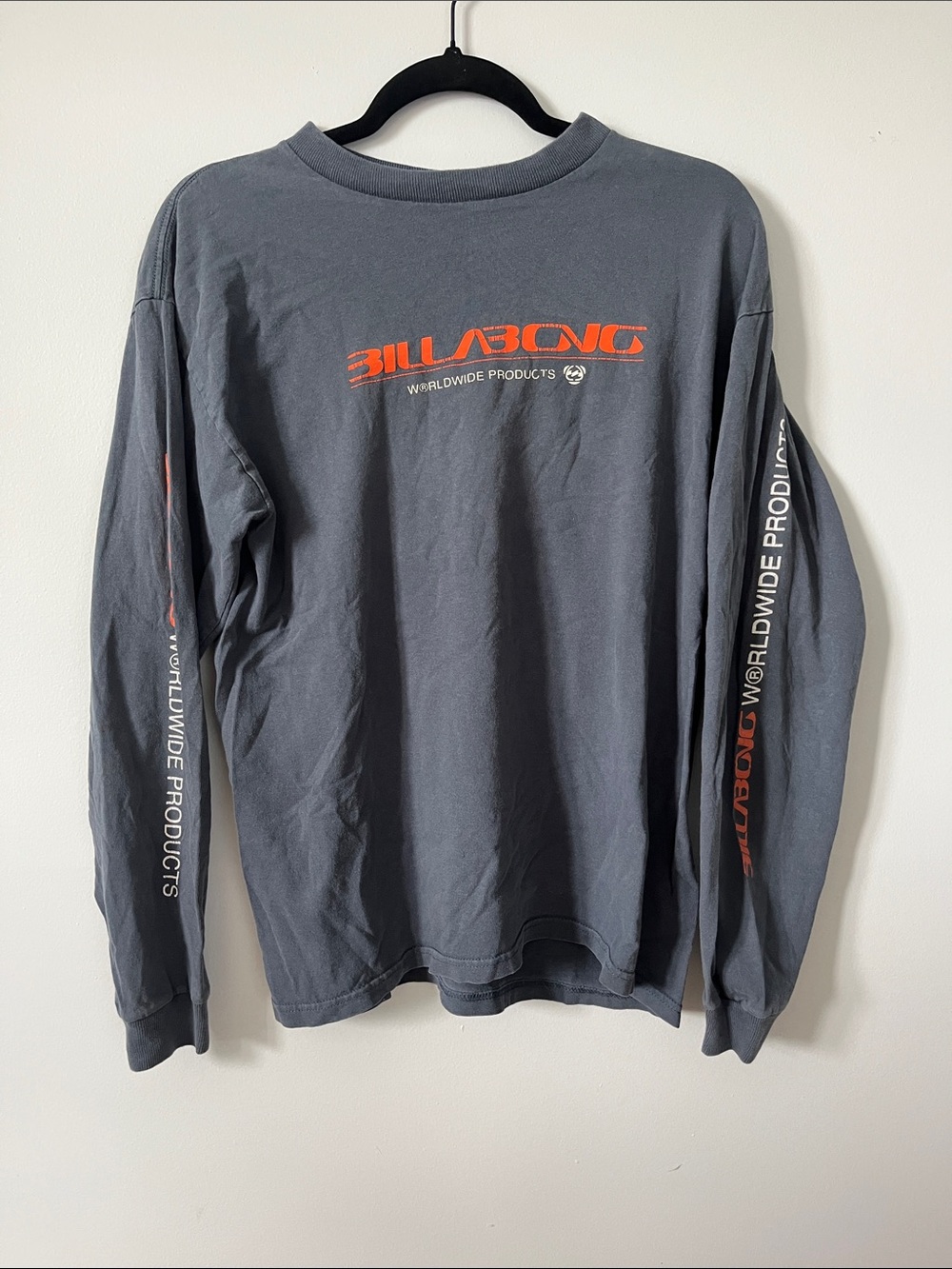 Billabong Charcoal Long Sleeve Tee with Orange Logo